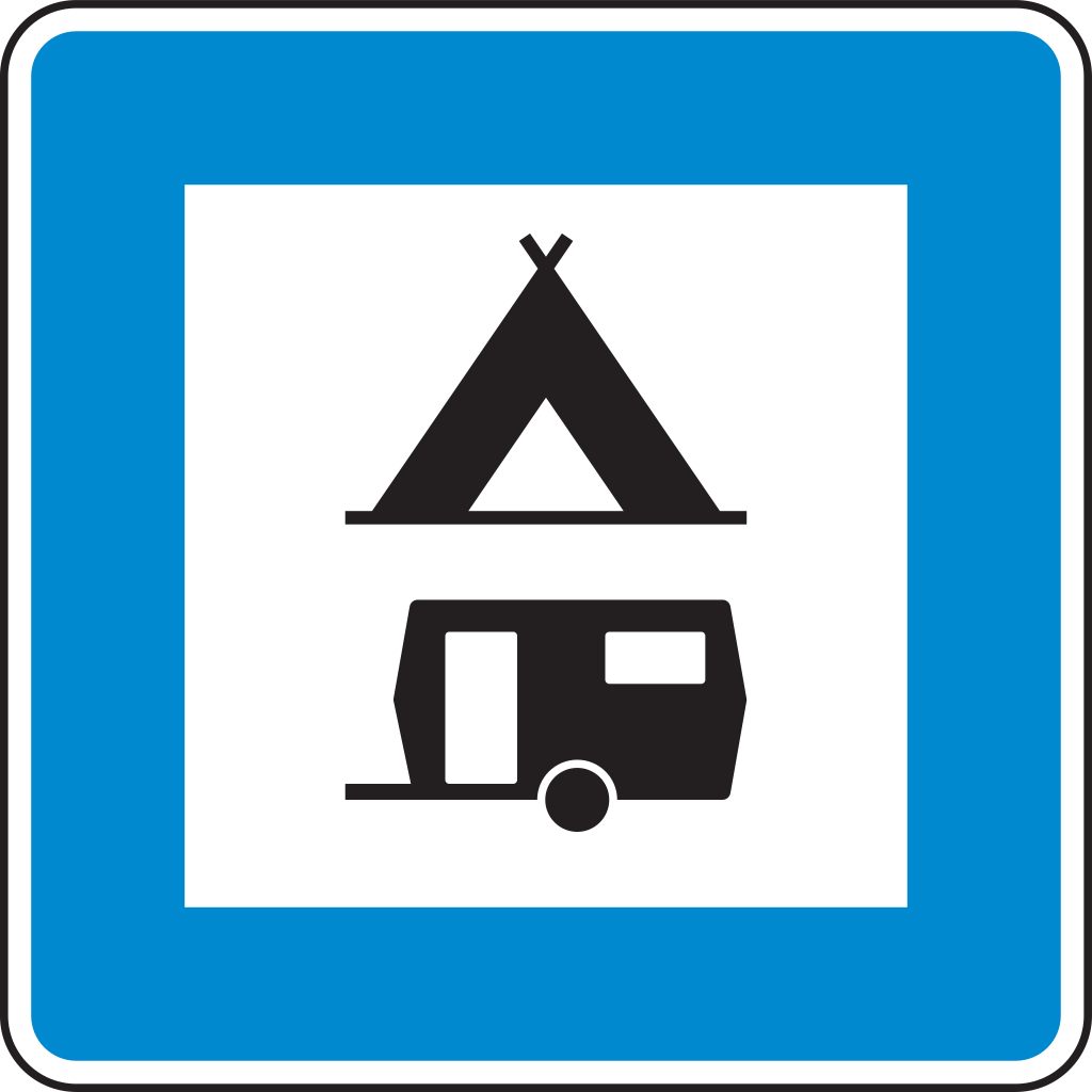 Verkehrsschild Zelt- und Wohnwagenplatz 840x840 2mm RA1