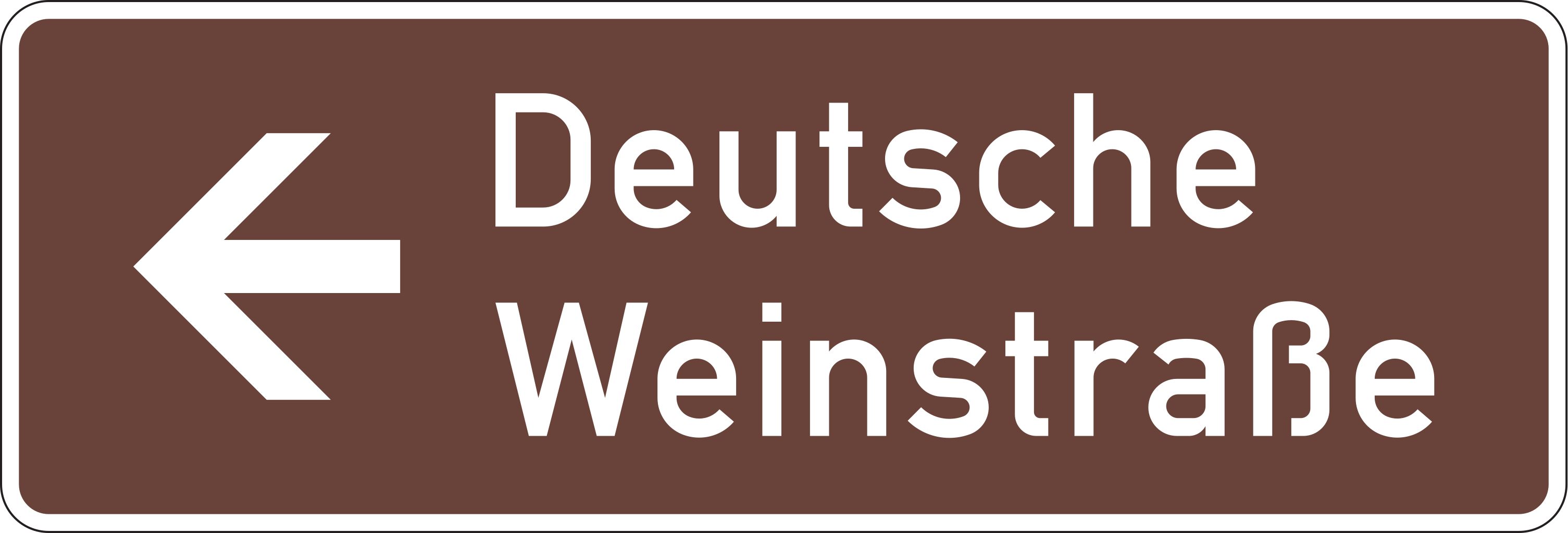 VZ 386.2-10 Touristische Route, Wegweiser linksweisend