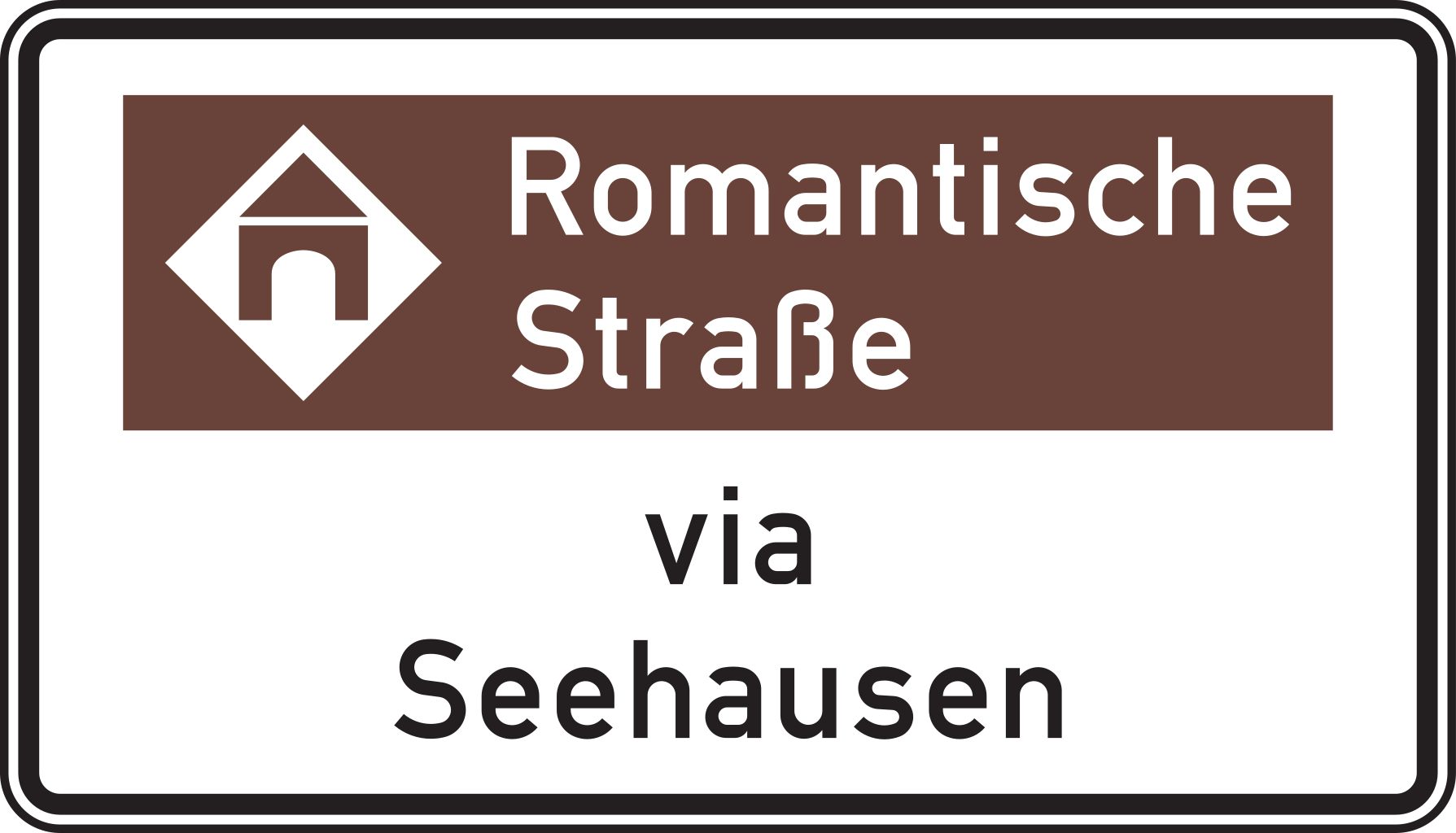 VZ 386.2-51 Touristische Route, Hinweis mit Bezugsziel via