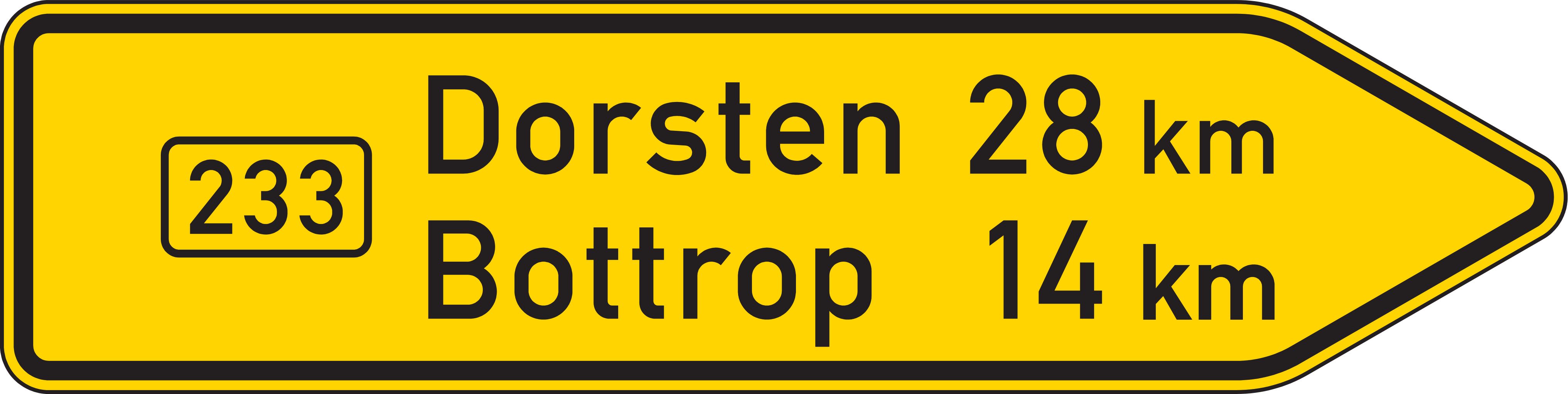 VZ 415-20 Pfeilwegweiser auf Bundesstraßen, rechtsweisend