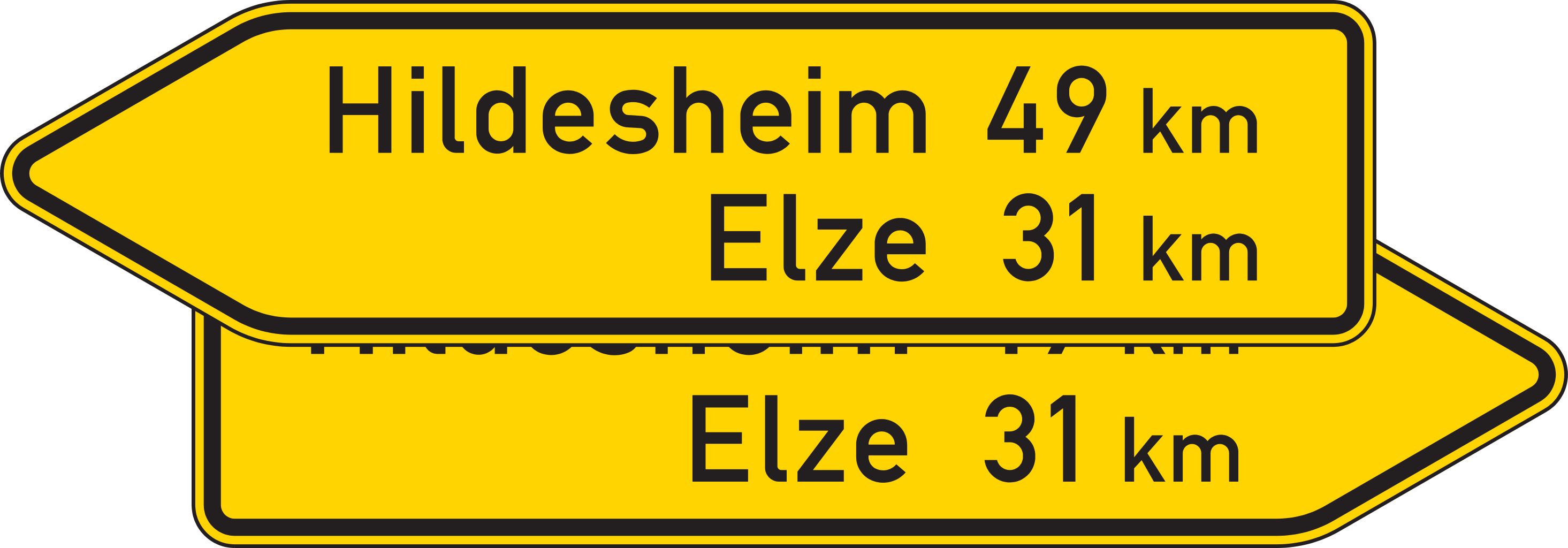 VZ 418-40 Pfeilwegweiser auf sonstigen Straßen, doppelseitig