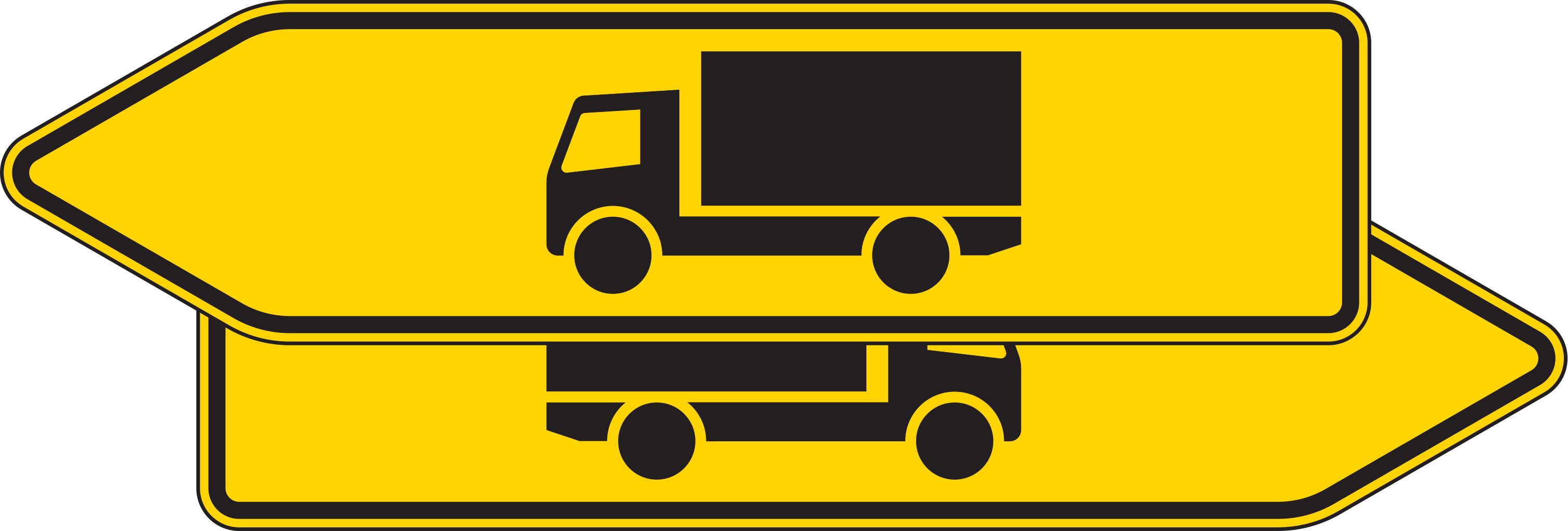 Verkehrsschild Pfeilwegw. für Kfz über 3,5t ds 350x1250 2mm RA1