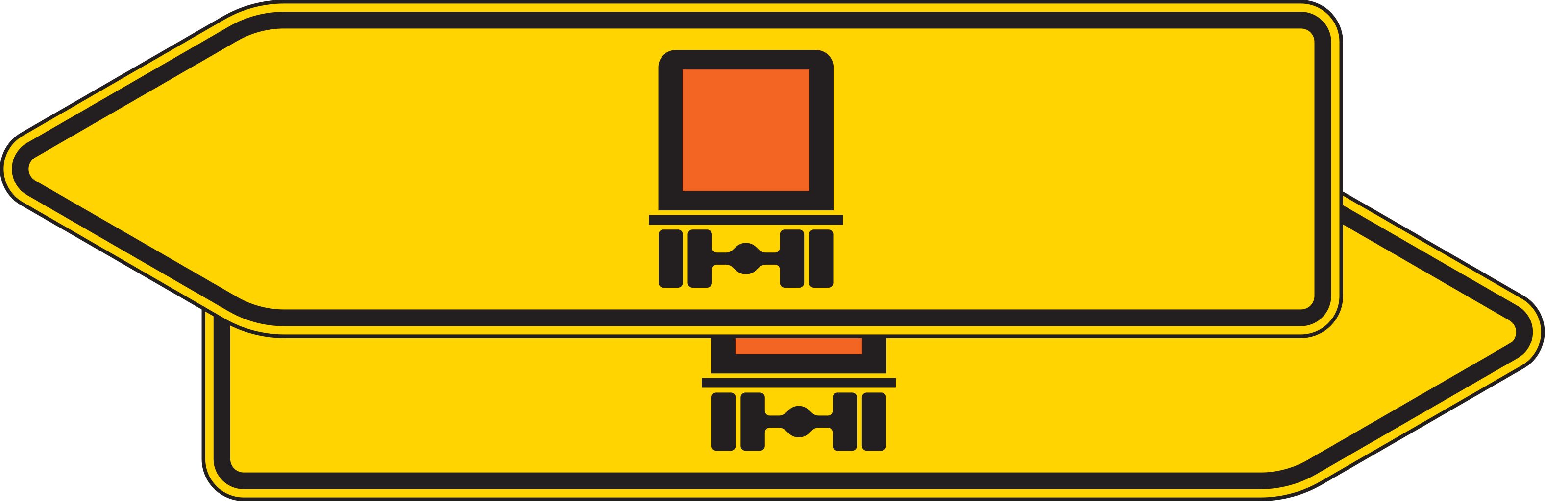 VZ 421-41 Pfeilwegweiser für kennzeichnungspflichtige Fahrzeuge mit gefährlichen Gütern, doppelseitig