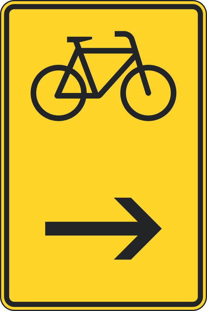 Verkehrsschild Wegw. für Radverkehr hier rechts 630x420 2mm RA1