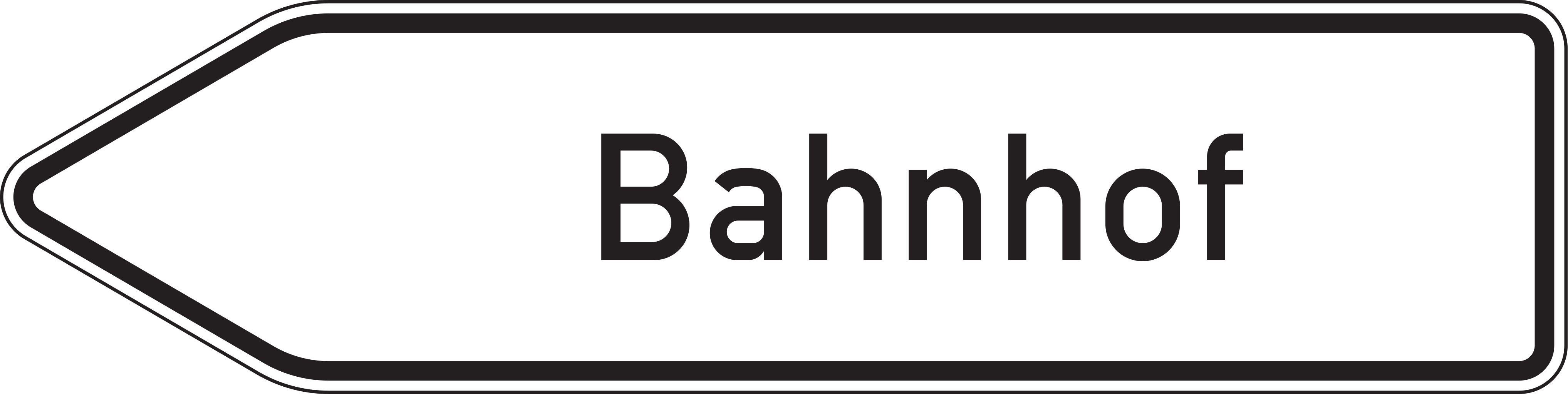 VZ 432-10 Pfeilwegweiser zu Zielen mit erheblicher Verkehrsbedeutung, linksweisend