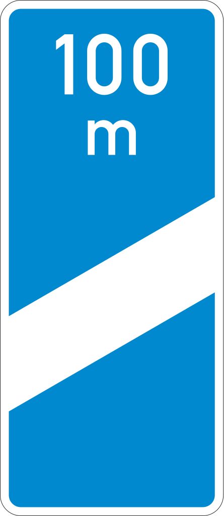 Verkehrsschild Ankündigungsb. blau, einstreifig 1500x650 3mm RA1