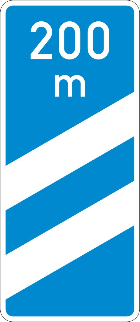 Verkehrsschild Ankündigungsb. blau, zweistreifig 1500x650 3mm RA1