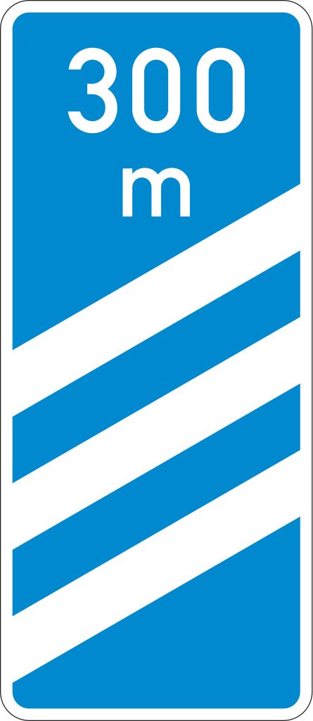 Verkehrsschild Ankündigungsb. blau, dreistreifig 1500x650 3mm RA1