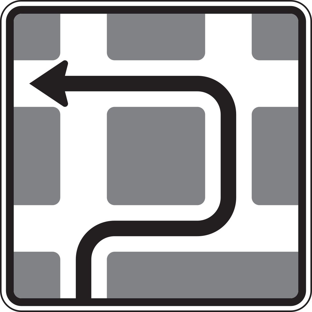 Verkehrsschild Blockumfahrung rechts-links-links 840x840 2mm RA1