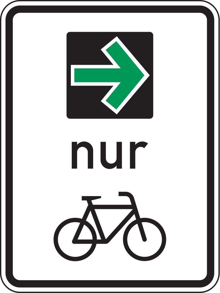 VZ 721 Grünpfeilschild m. Beschränkung auf den Radverkehr