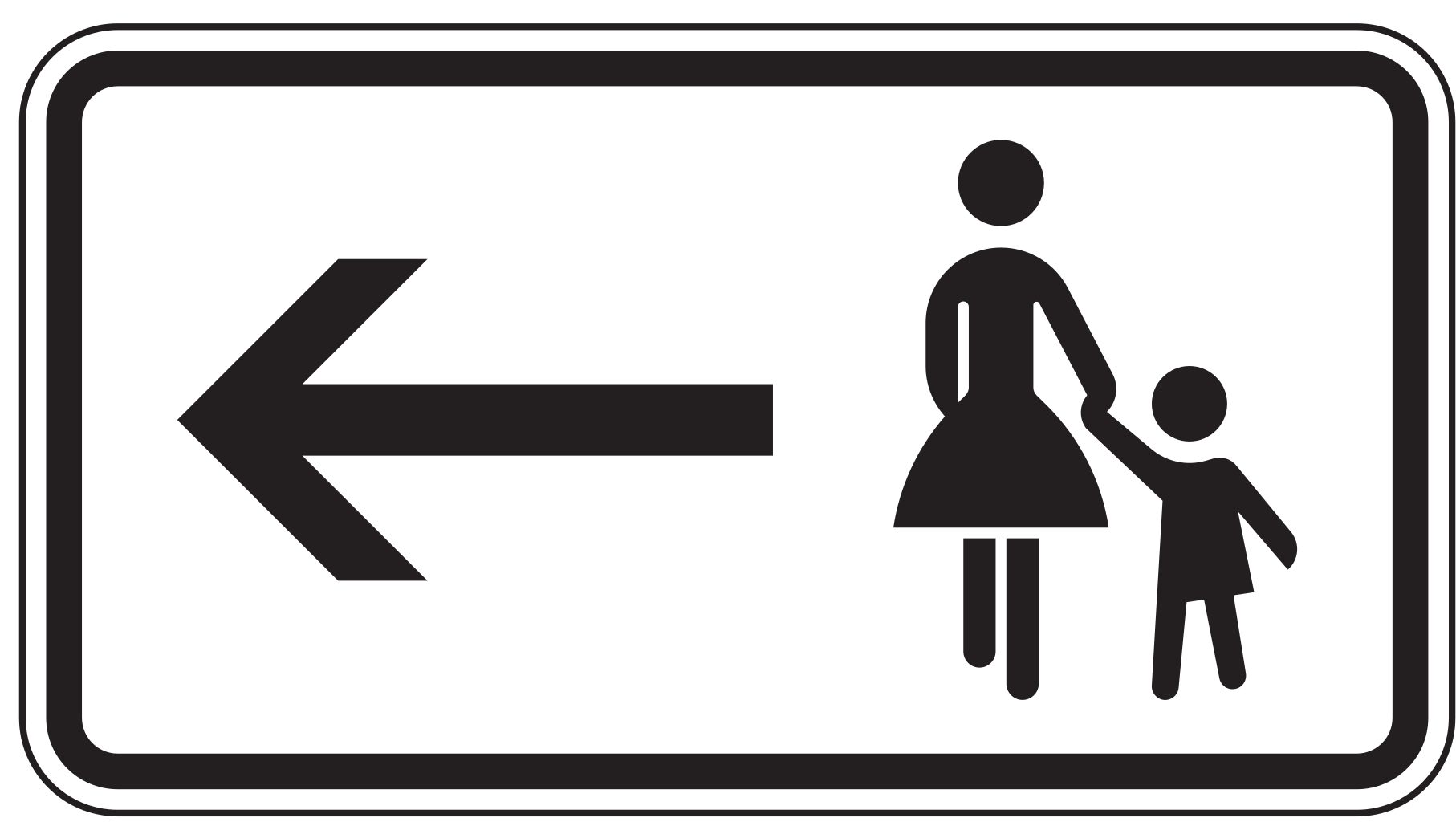 Verkehrsschild Fußgänger Gehweg gegenüber …, lw 231x420 2mm RA1