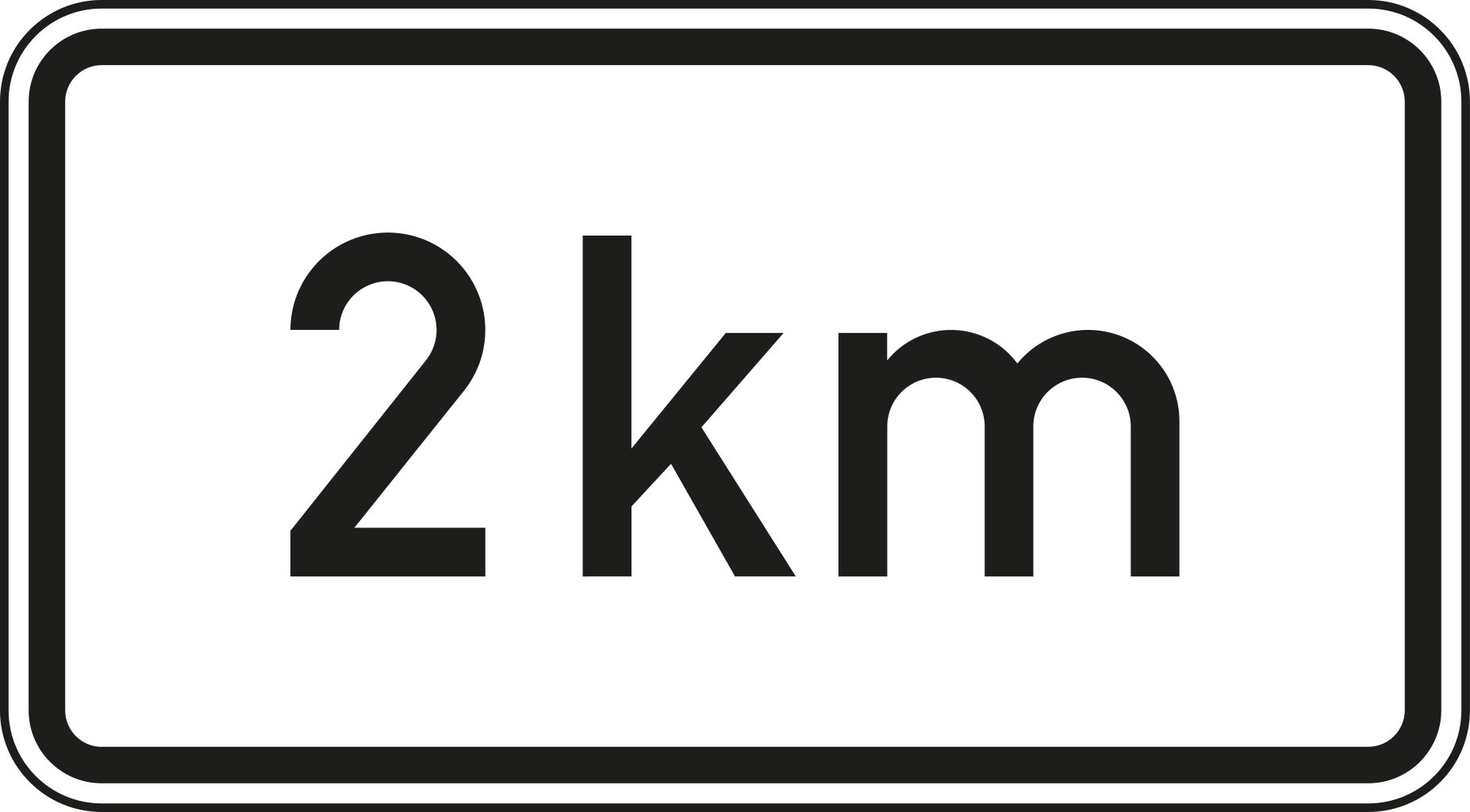 Verkehrsschild Entfernungsangabe in km 231x420 2mm RA1