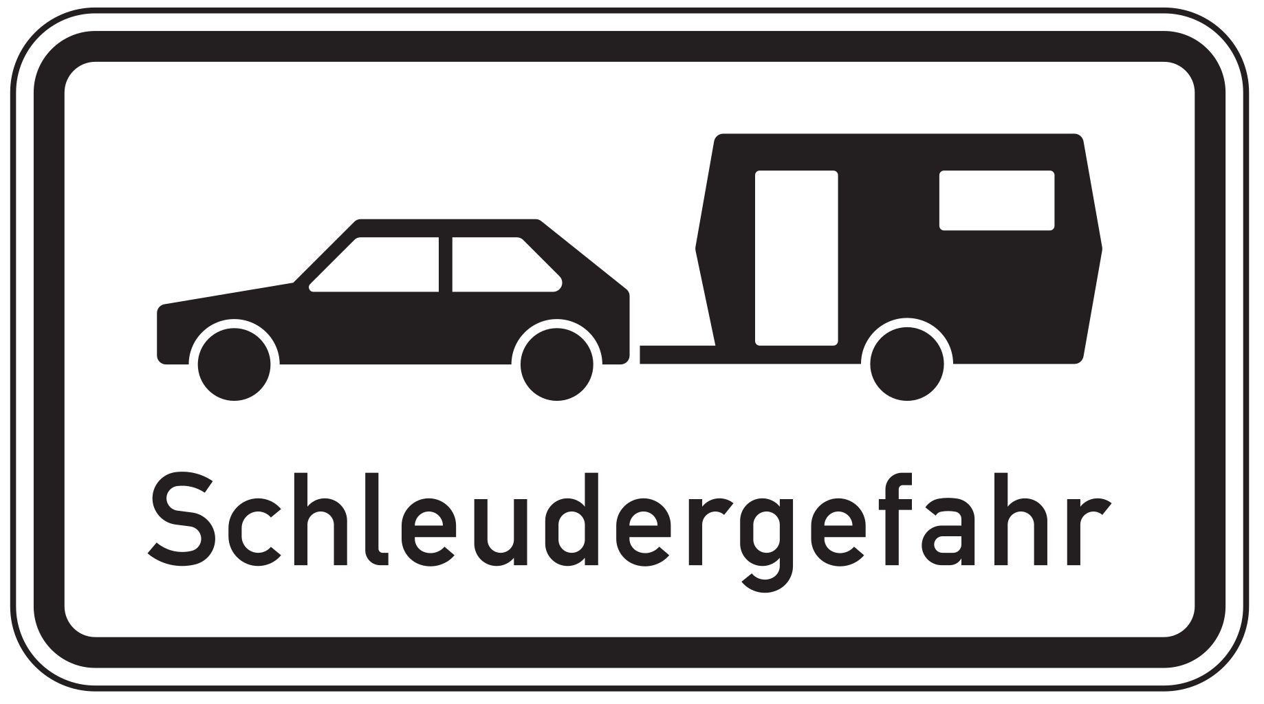 Verkehrsschild Schleudergefahr Wohnwagengespanne 330x600 2mm RA1