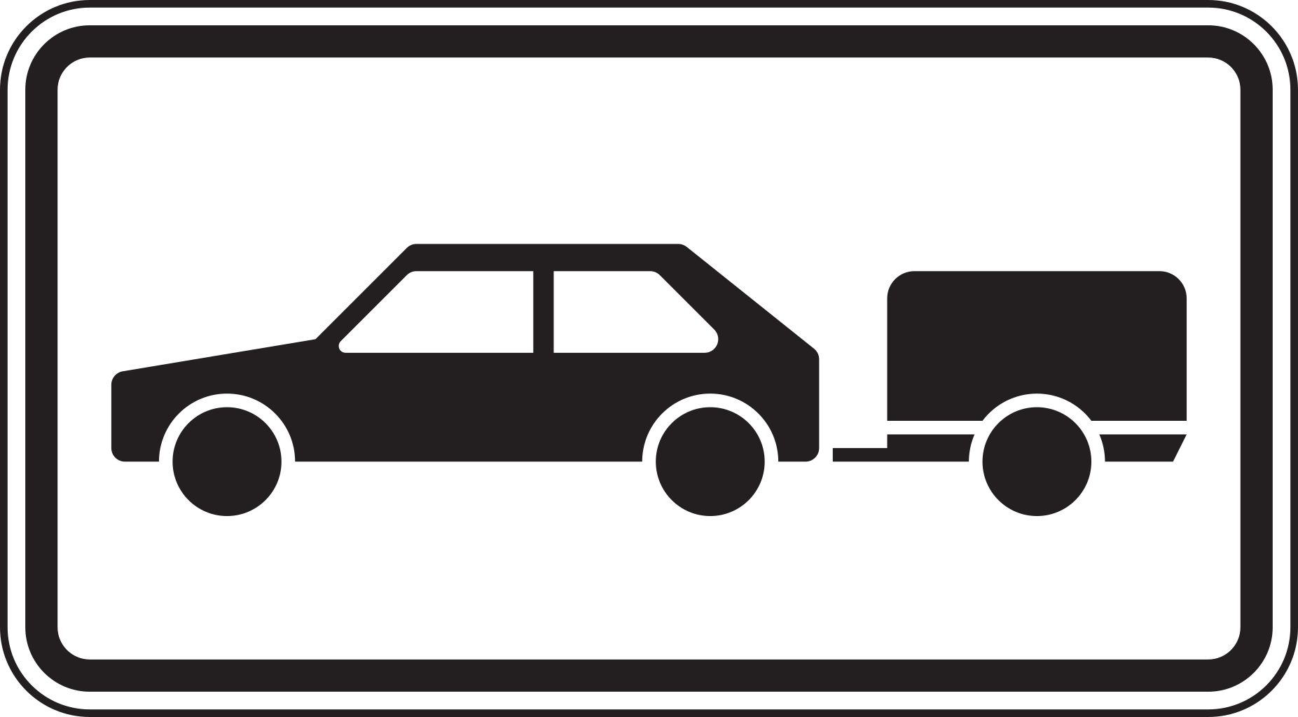 Verkehrsschild Personenkraftwagen m. Anhänger 231x420 2mm RA1