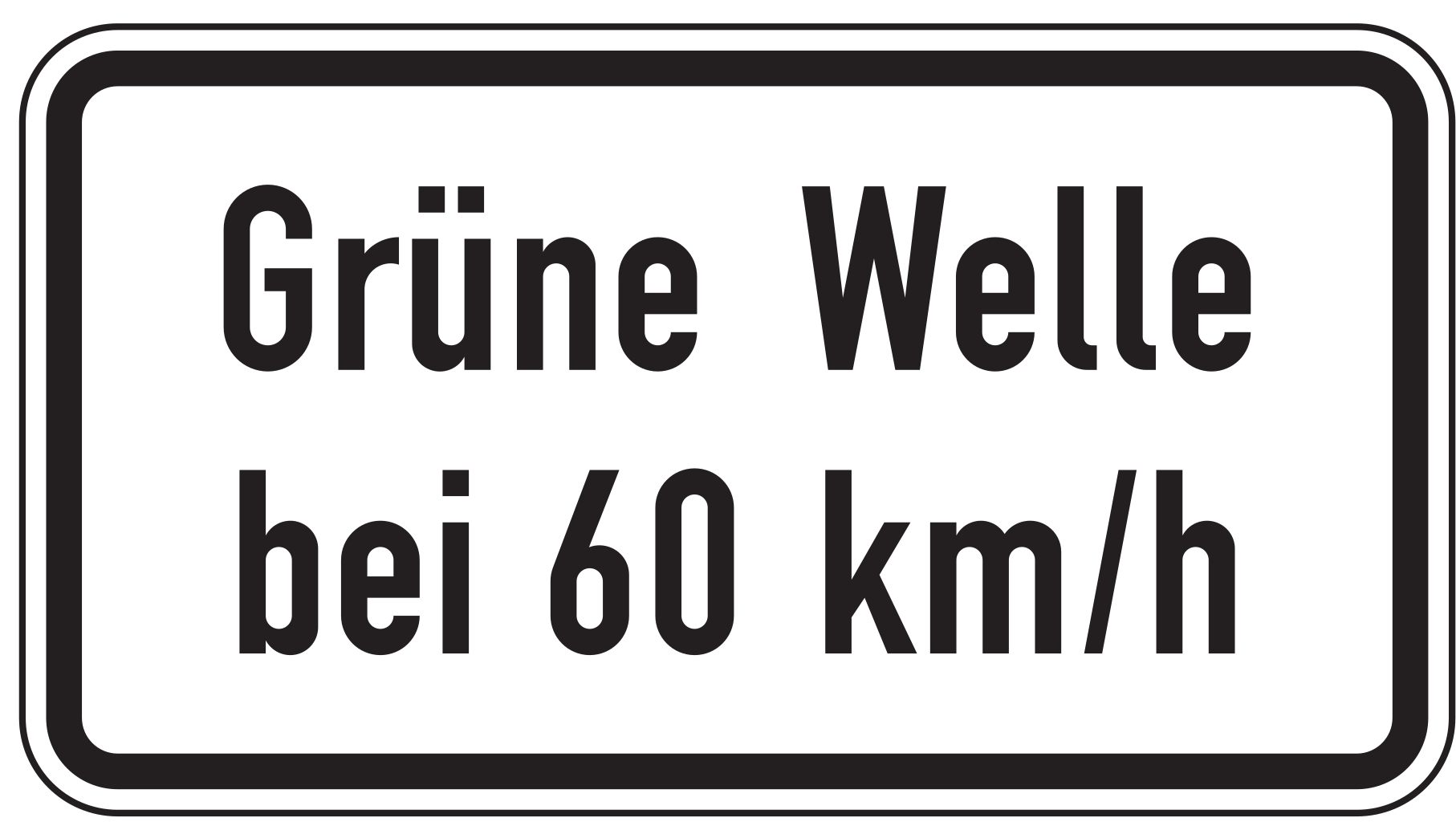 Verkehrsschild Grüne Welle bei … km/h 231x420 2mm RA1