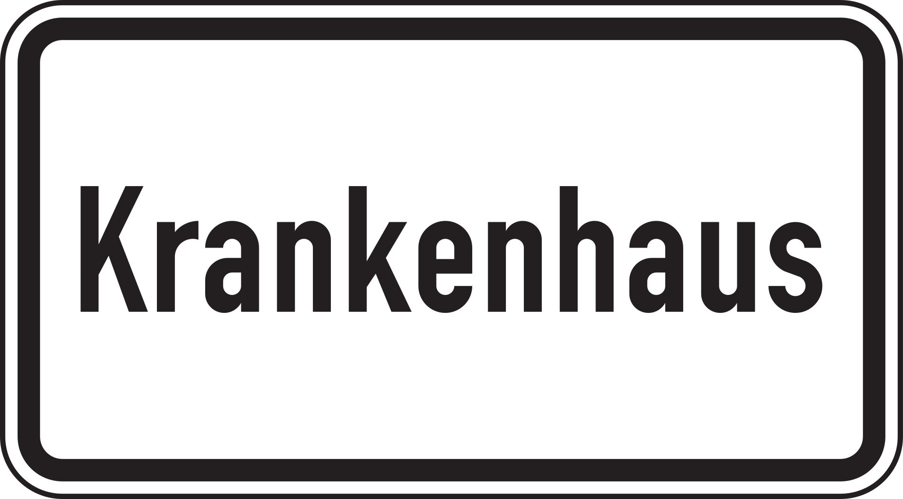 Verkehrsschild Krankenhaus 231x420 2mm RA1