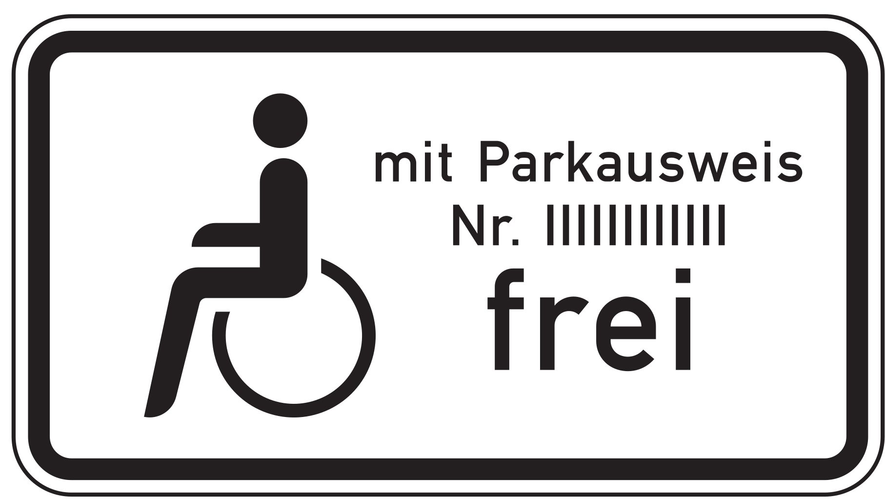 Verkehrsschild Schwerbeh. mit Parka. Nr. … frei 231x420 2mm RA1