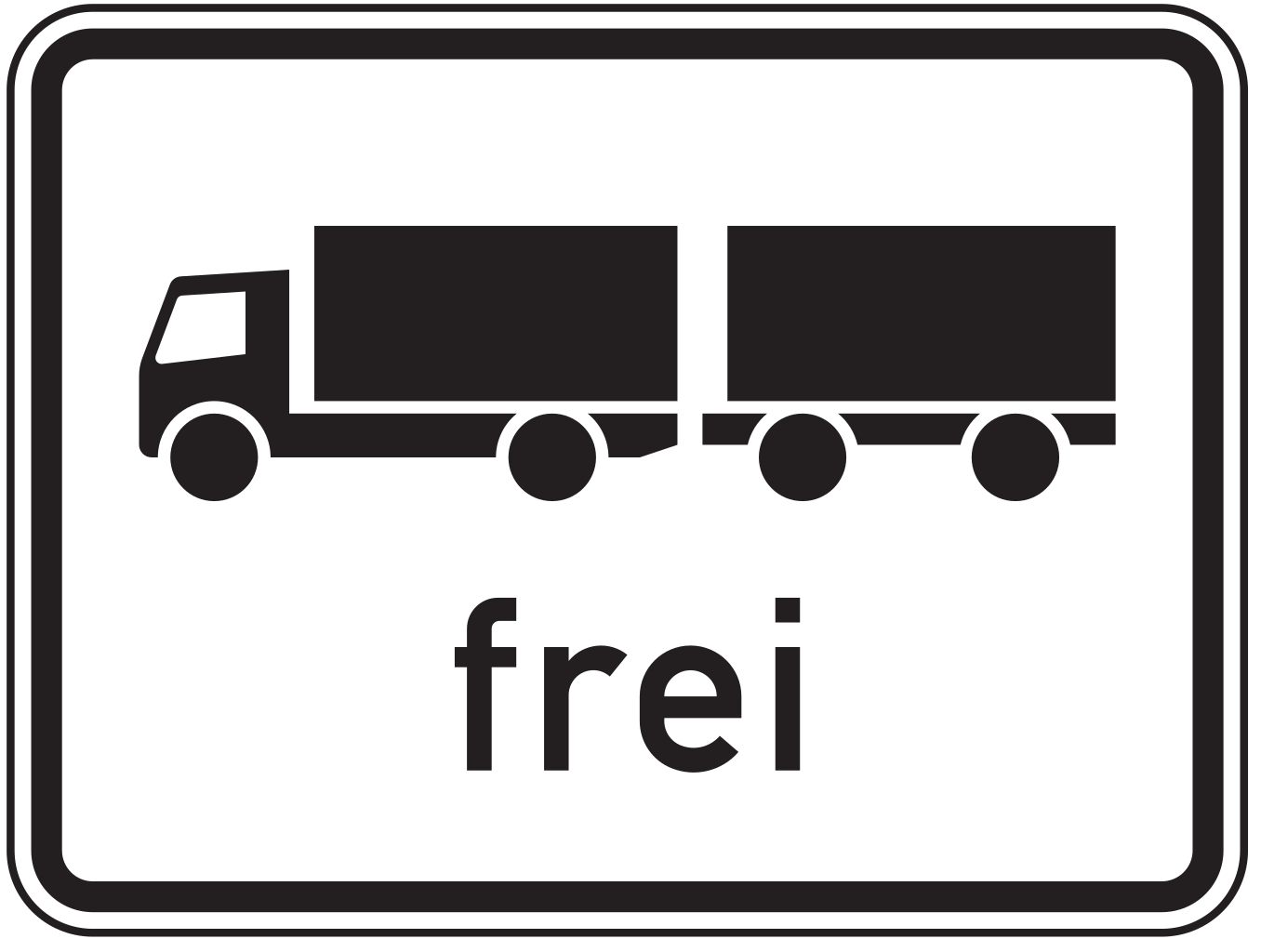 Verkehrsschild Lastkraftwagen mit Anhänger frei 315x420 2mm RA1