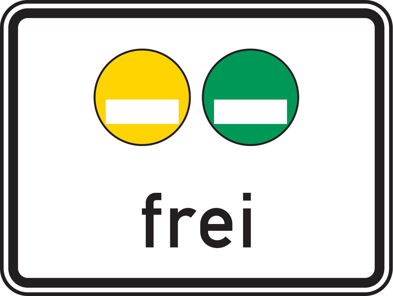 Verkehrsschild gelbe und grüne Plakette frei 450x600 2mm RA1