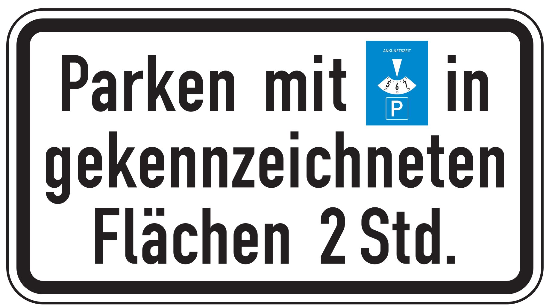 Verkehrsschild Parken mit Parkscheibe in gek. Fl. 231x420 2mm RA1