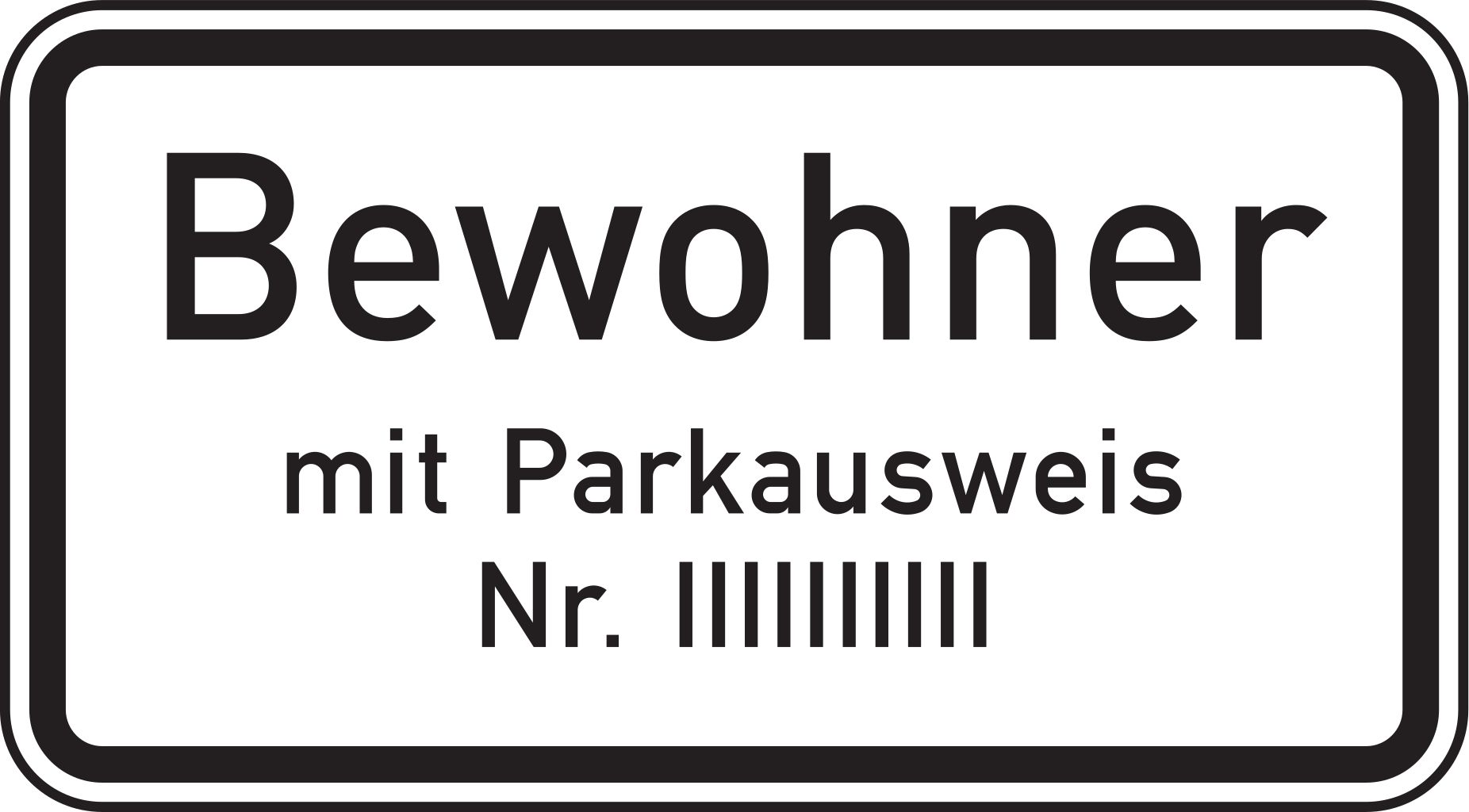 Verkehrsschild 1044-30 Nur Bewohner mit Parkausweis xxx