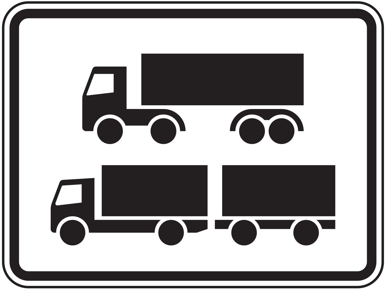 Verkehrsschild 1048-15 Nur Sattelkraftfahrzeuge und Lastkraftwagen mit Anhänger