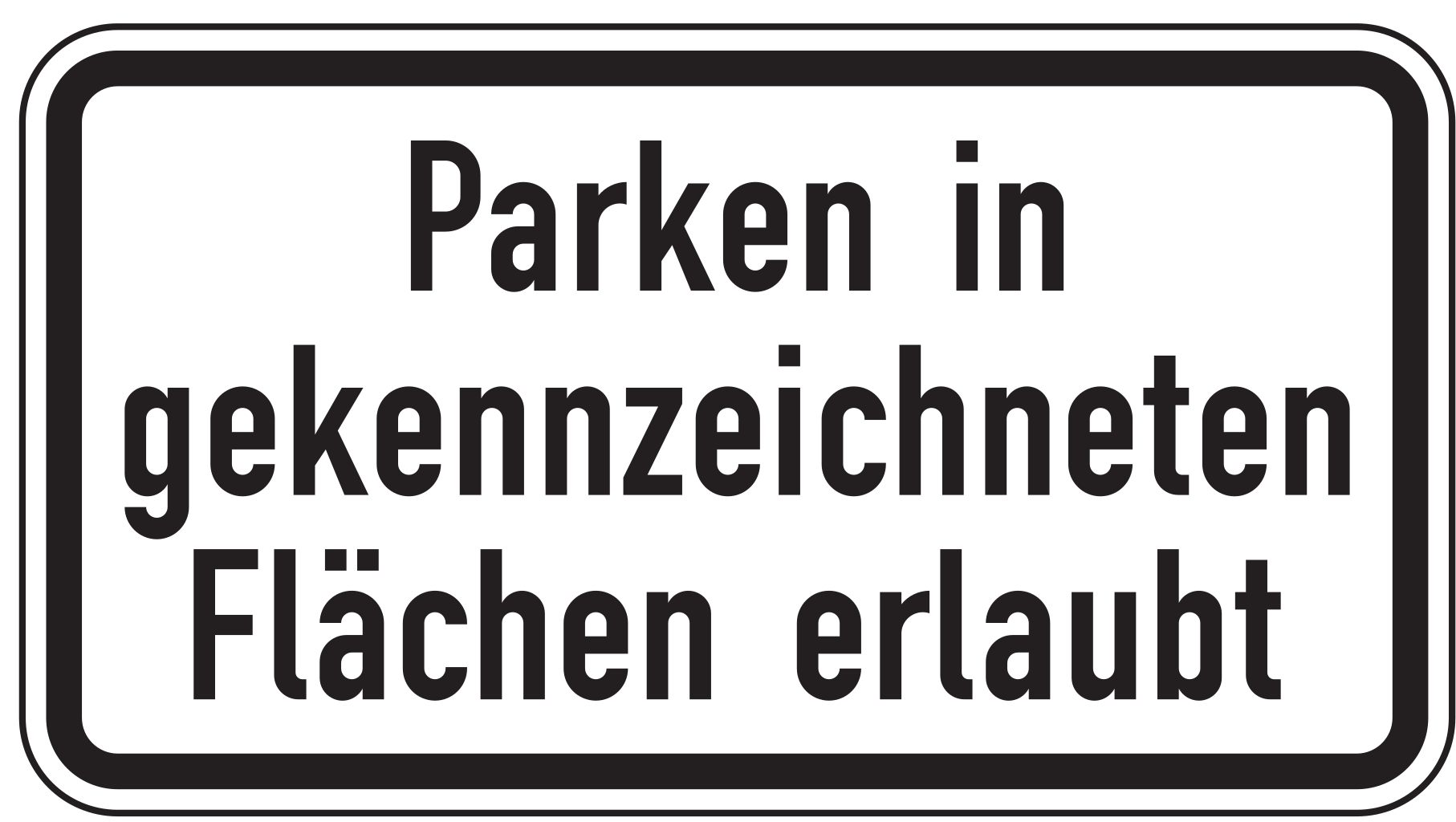 Verkehrsschild Parken in gekennz. Flächen erlaubt 231x420 2mm RA1