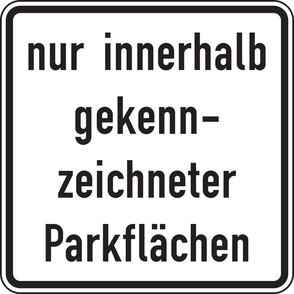 Verkehrsschild nur innerh. gek. Parkflächen 600x600 2mm RA1