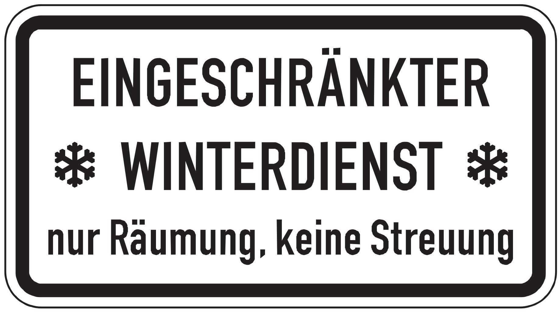 Verkehrsschild EINGESCHRÄNKTER WINTERDIENST 231x420 2mm RA 1