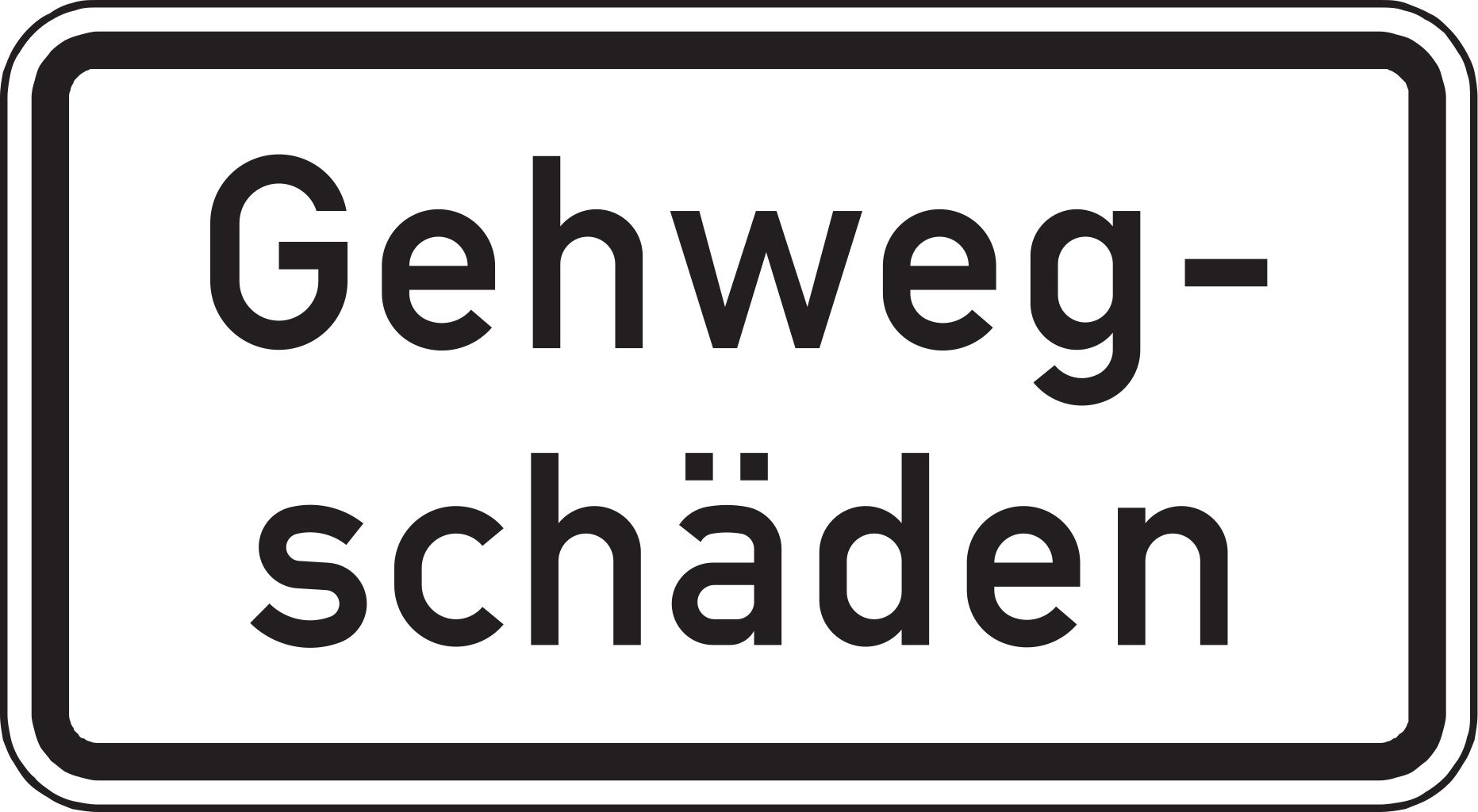 Verkehrsschild Gehwegschäden 231x420 2mm RA1