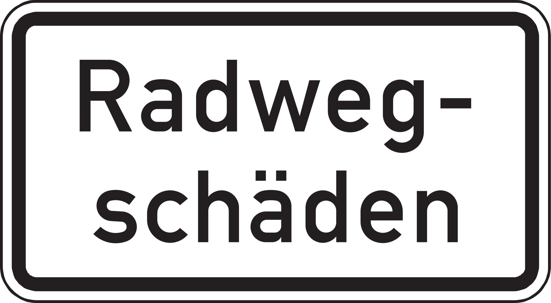 Verkehrsschild Radwegschäden 231x420 2mm RA 1