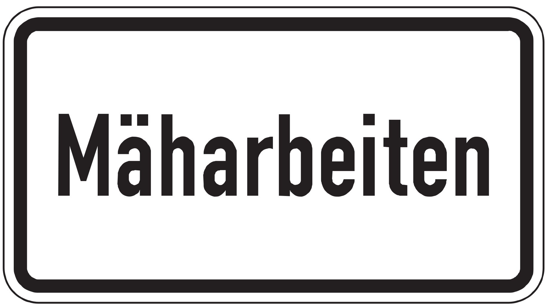 Verkehrsschild Mäharbeiten 231x420 2mm RA 1