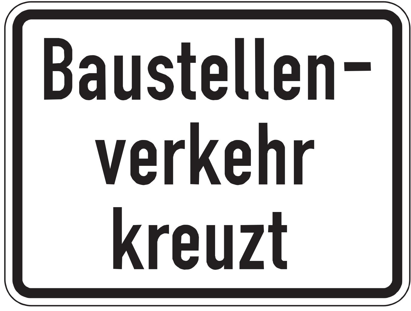 Verkehrsschild Baustellenverkehr kreuzt 315x420 2mm RA1