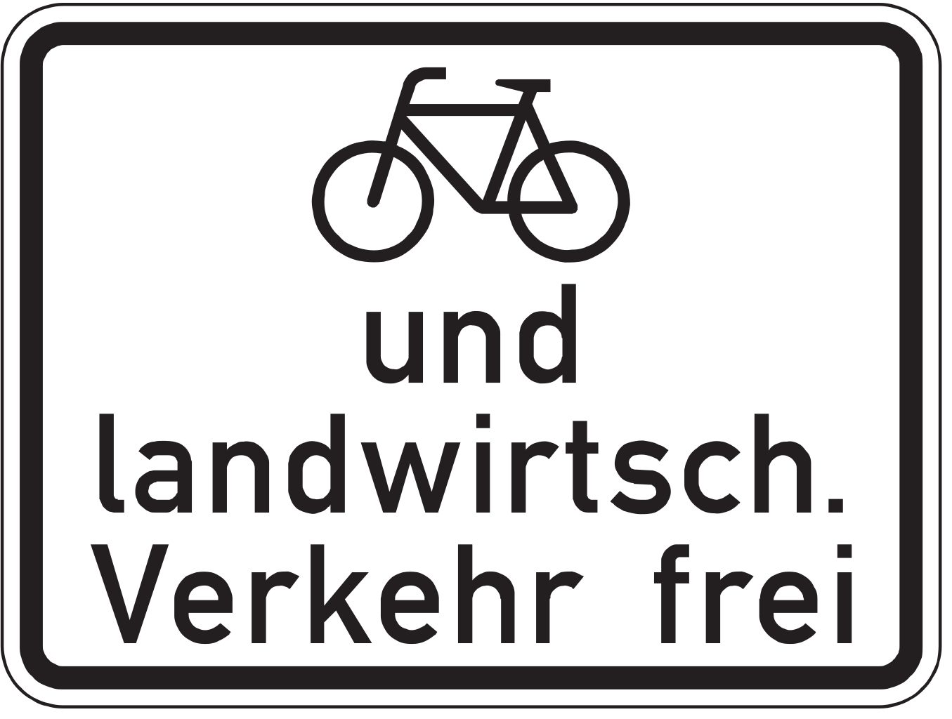 Verkehrsschild Radfahrer u. landw. Verkehr frei 315x420 2mm RA1