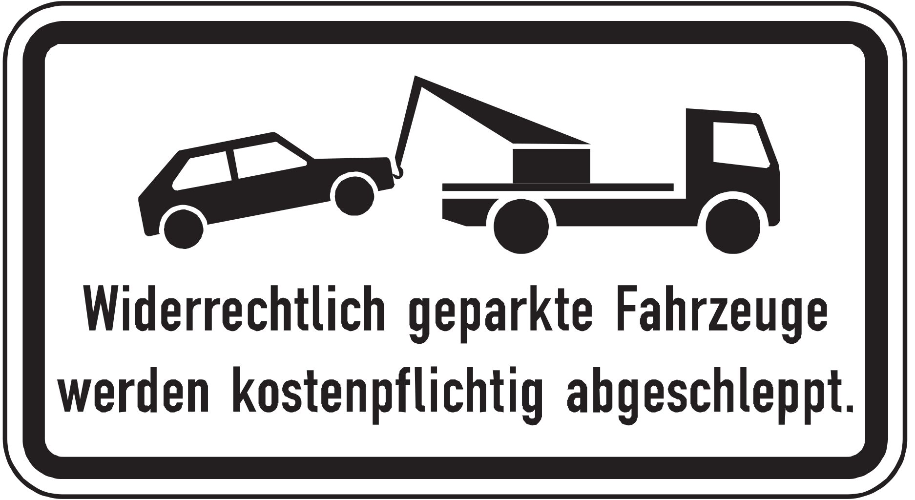 Verkehrsschild Widerrechtlich geparkte Fahrzeuge 231x420 2mm RA1