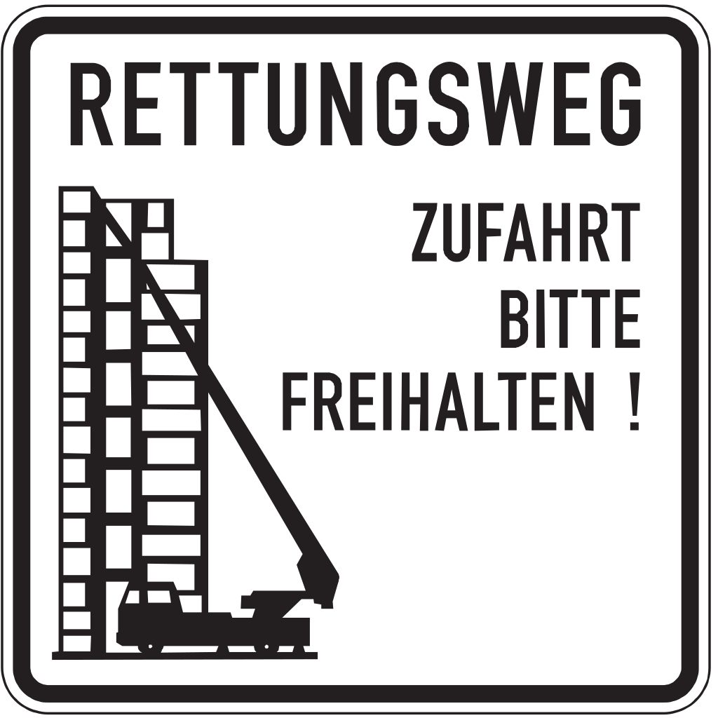 Verkehrsschild RETTUNGSWEG Zufahrt b. freihalten! 600x600 2mm RA1