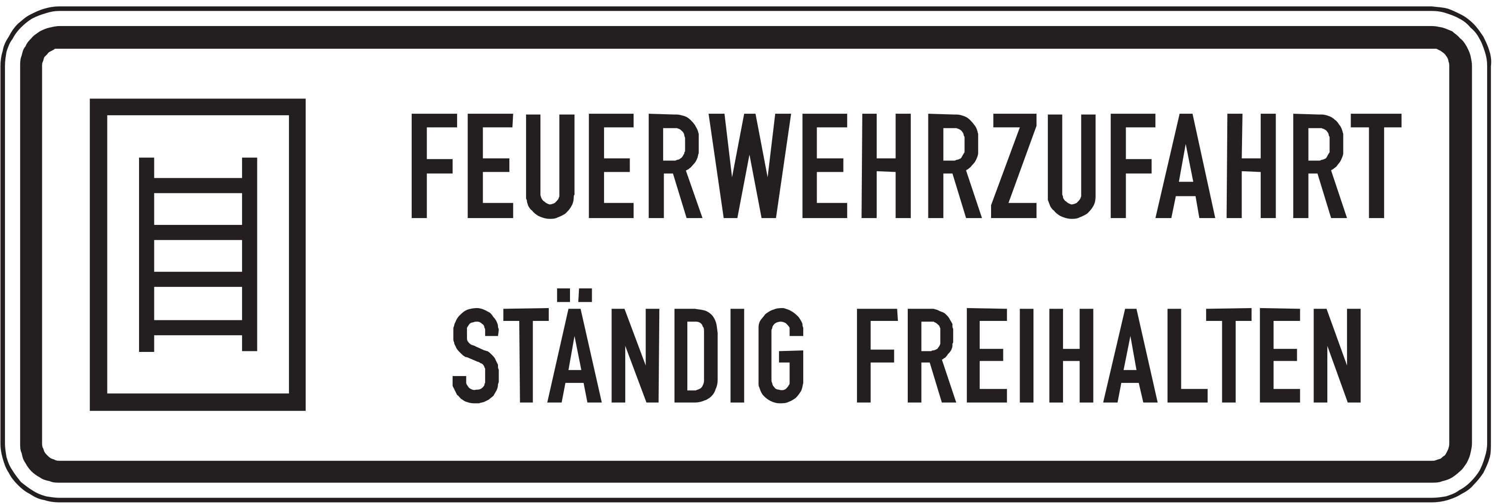 Verkehrsschild FEUERWEHRZUFAHRT STÄNDIG FREIH. 333x1000 2mm RA1