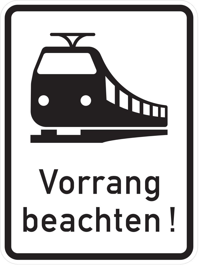 Verkehrsschild Schienenbahn Vorrang beachten! 420x315 2mm RA1