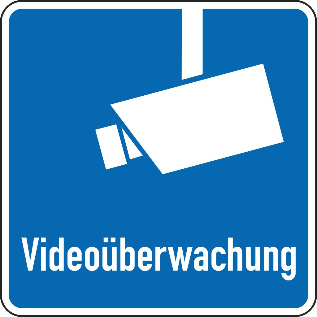 Verkehrsschild Videoüberwachung blau/weiß 600x600 2mm RA1