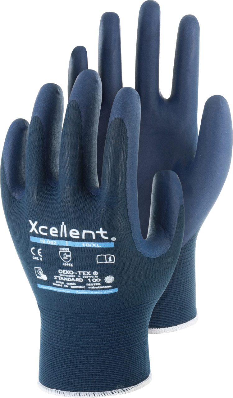 Xcellent Nylon Handschuhe mit Nitril marine XC18002