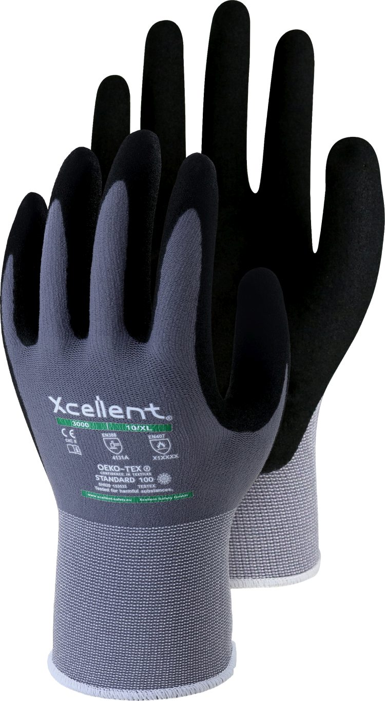 Xcellent Cut A-Handschuhe Nylon-Spandex mit Nitril grau