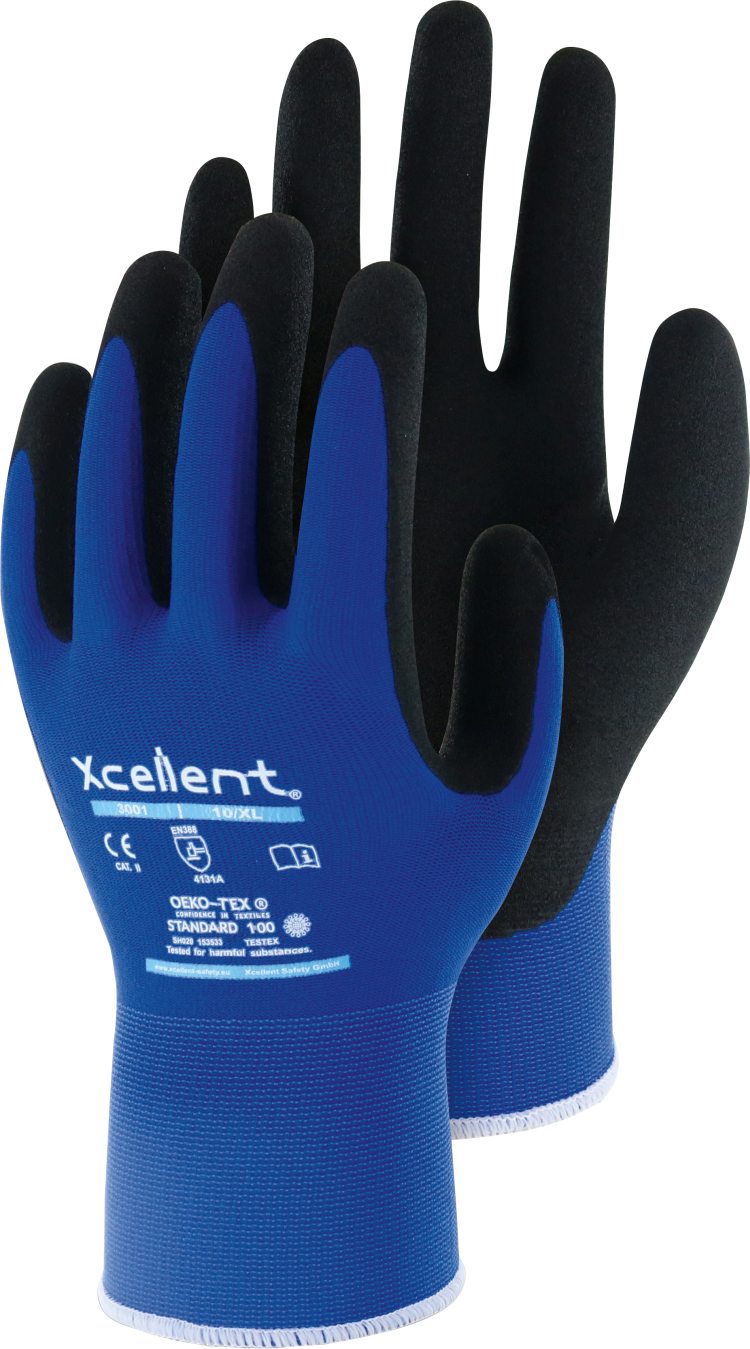 Xcellent Cut A Handschuhe Nylon Spandex mit Nitril blau XC3001