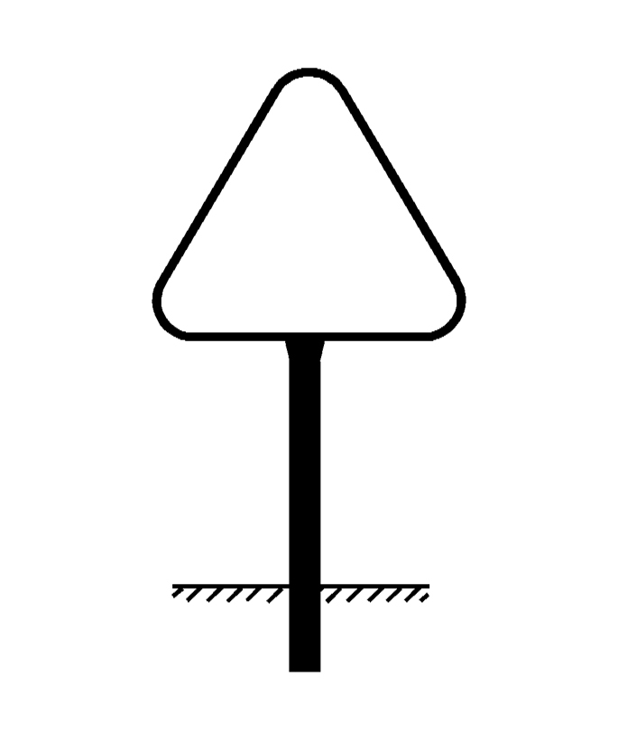 Rohrrahmen für Dreieck-Schilder mit Spitze oben, ein Standohr