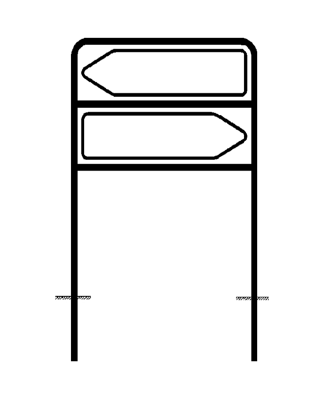 Rohrrahmen für 2 Pfeilwegweiser, 2 Standrohre