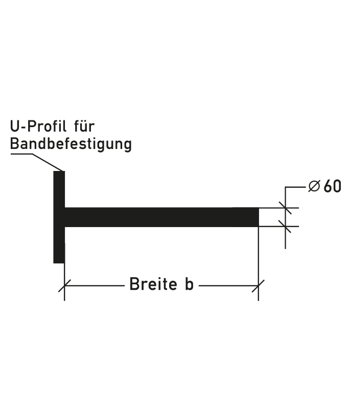 Ausleger für Bandbefestigung - vertikale Schildbefestigung