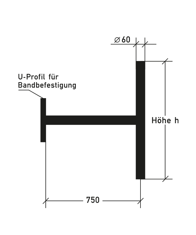 Ausleger für Bandbefestigung - Horizontale Schildbefestigung