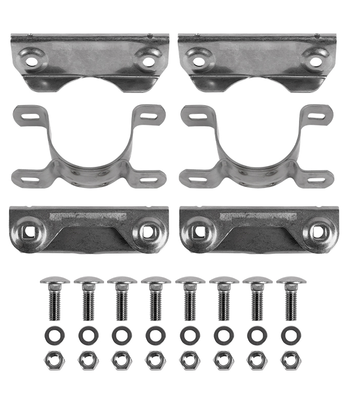 Befestigungsset Rohrschelle für zwei Rundform-Schilder - 60 mm