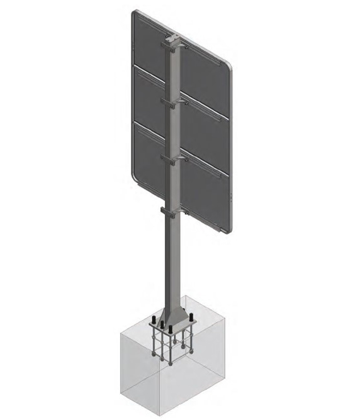 Hohlprofilmast mit Fußplatte