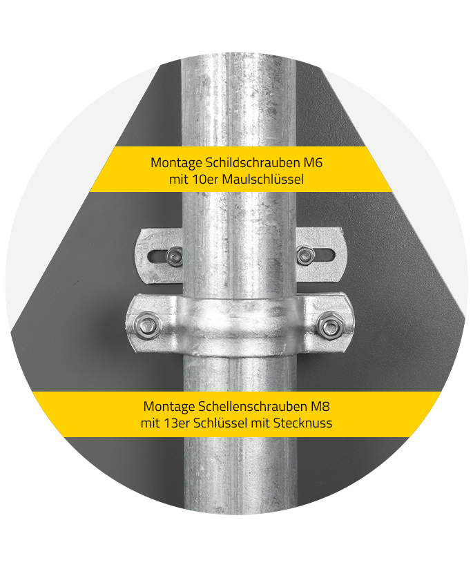 Rohrschelle für Flachschilder Detailansicht 3