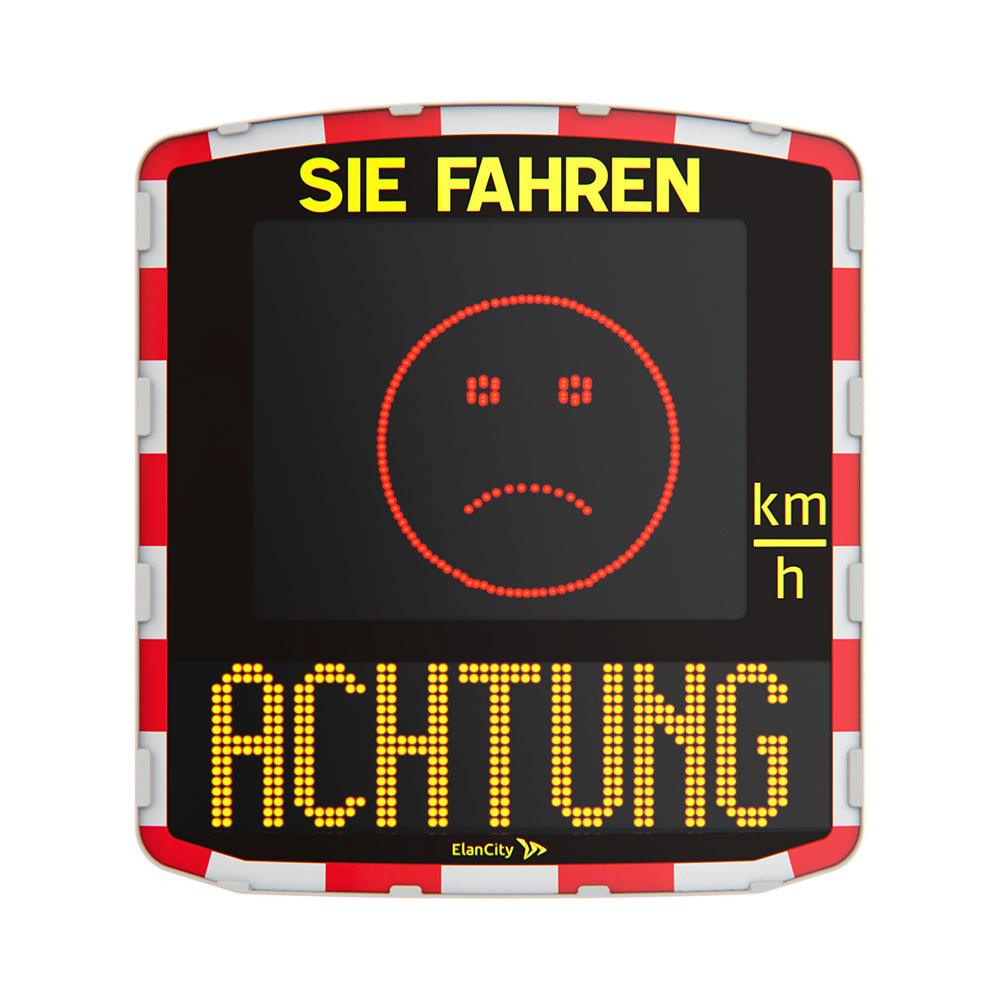 Geschwindigkeitsanzeige Evolis Achtung mit Smiley